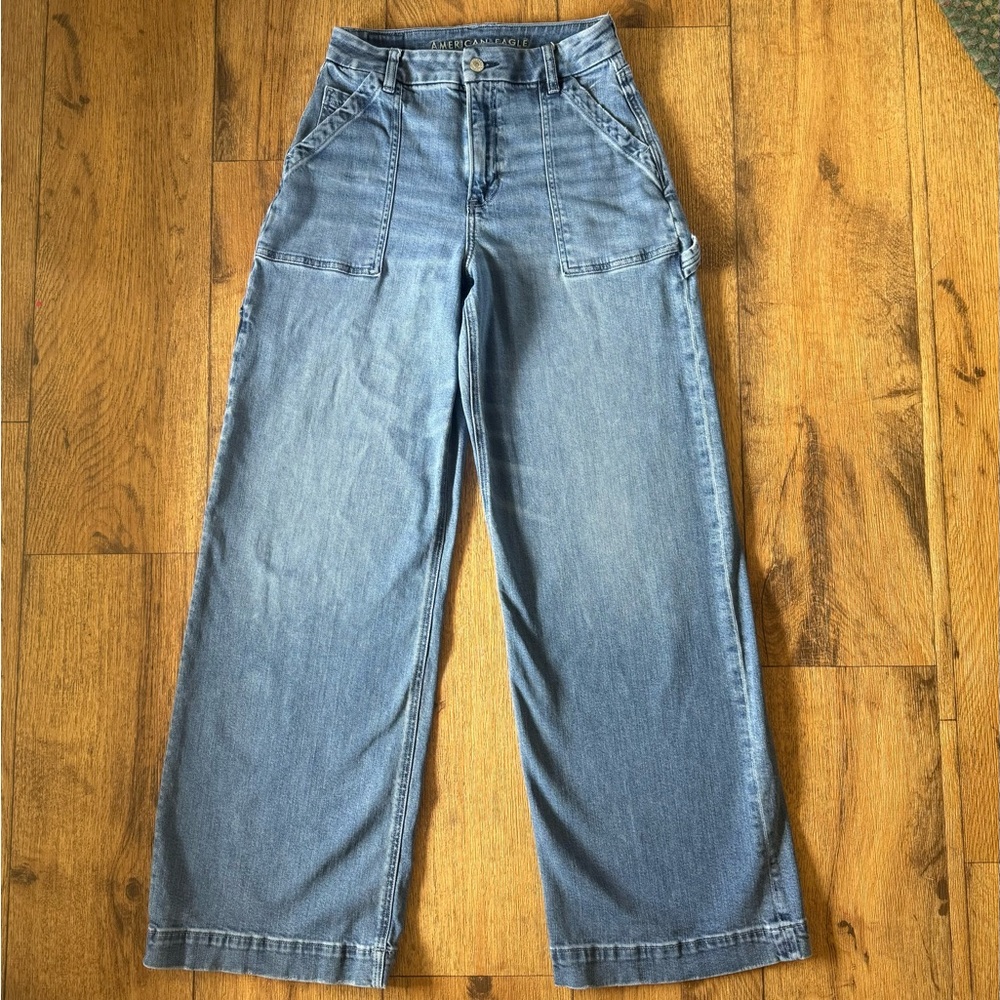 American Eagle Outfitters Curvy Super High-Rise Baggy Wide Leg Stretch size 2